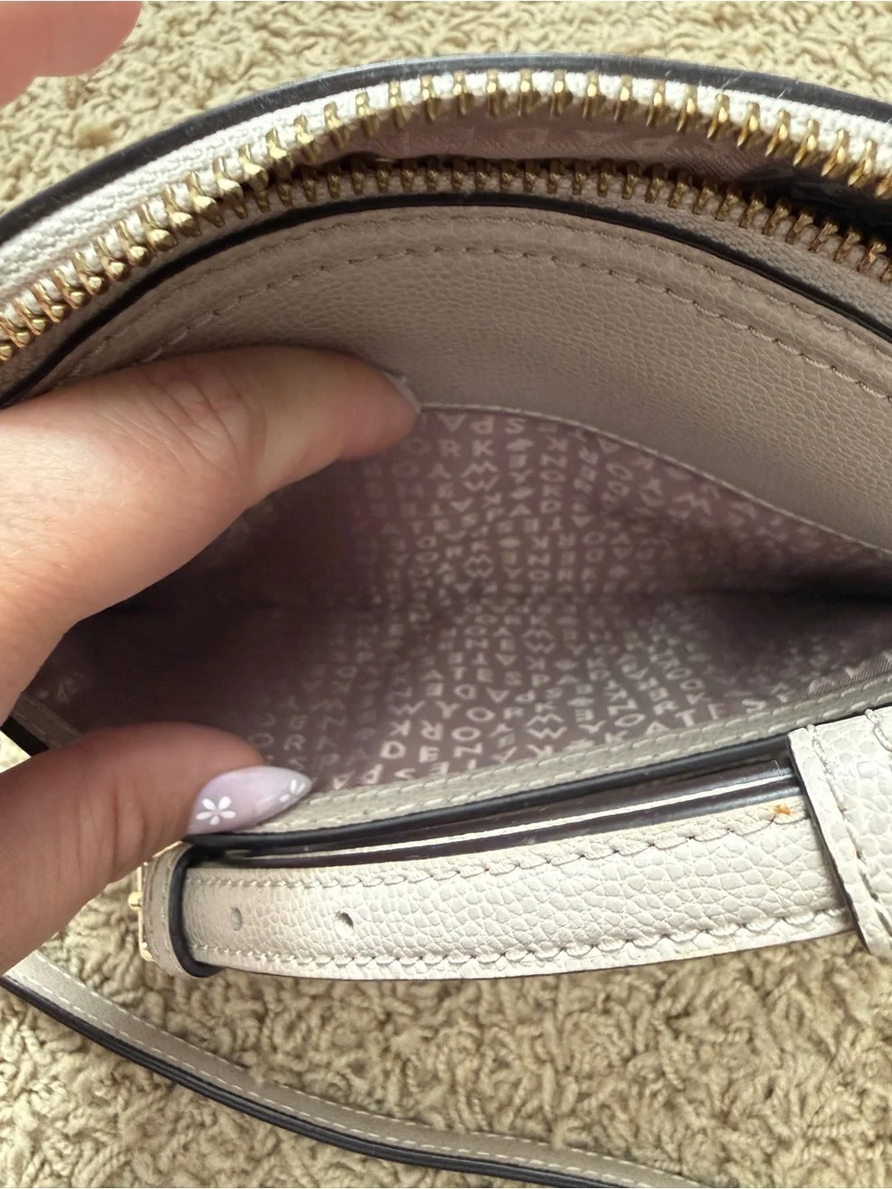 kate spade pebble leather dome crossbody in light taupe